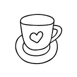 Hand drawn vector illustration of mug and saucer
