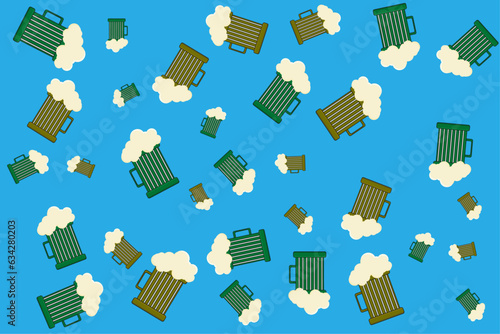 beer pattern on blue background