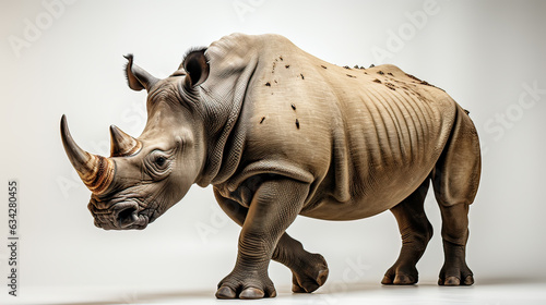 rhinoceros side view  isolate on white background Generative AI © Phimchanok