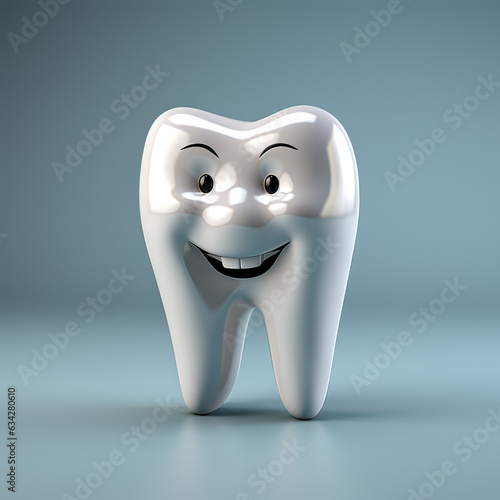 happy tooth model on isolate on white background