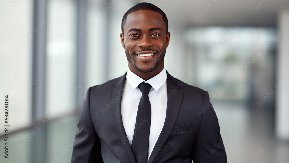 Black business man in suit with bright and positive energy Black business man in suit with bright and positive energy