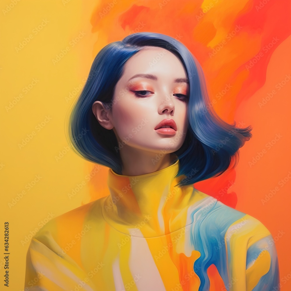 Illustration of a fashion portrait, AI Generated Illustration of a fashion portrait, AI Generated