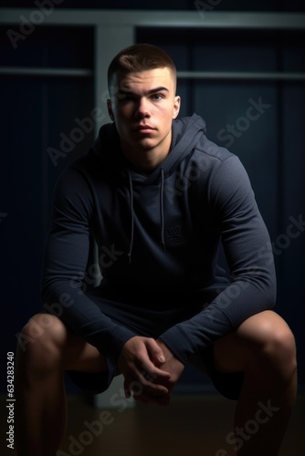 low angle shot of a handsome young man wearing athletic clothing