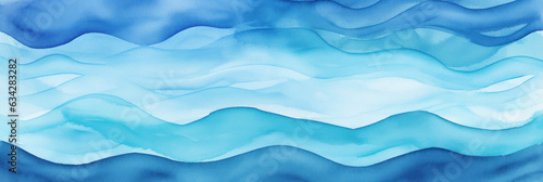 Turquoise Abstract Watercolor Background - Elegance and Beauty in Sea Waves Gradient © Sumalee
