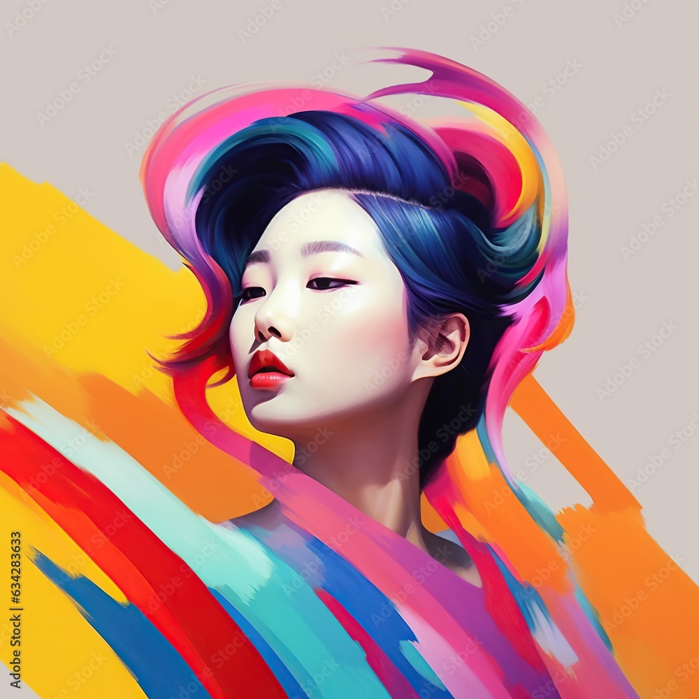 Obraz premium Illustration of a fashion portrait, AI Generated