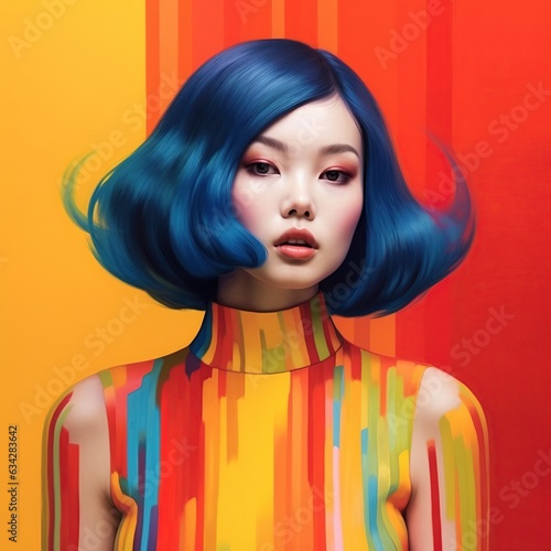 Illustration of a fashion portrait, AI Generated