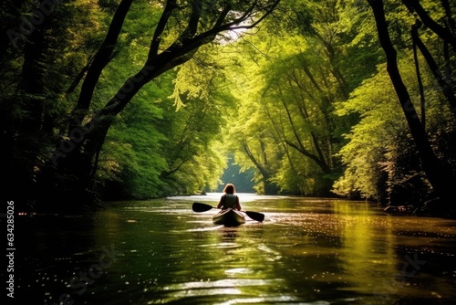 Kayaking in a river © mindscapephotos