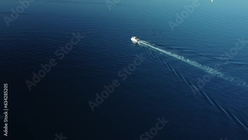 Wallpaper Mural boat sails on the blue slightly rippled surface of the Adriatic Sea, Croatia, summer, late morning Torontodigital.ca