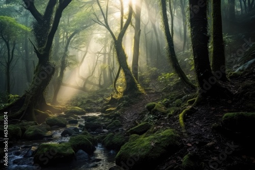 Misty forest in the morning