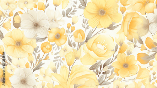 yellow delicate flower petals and lines pattern soft color background softcolor © kichigin19