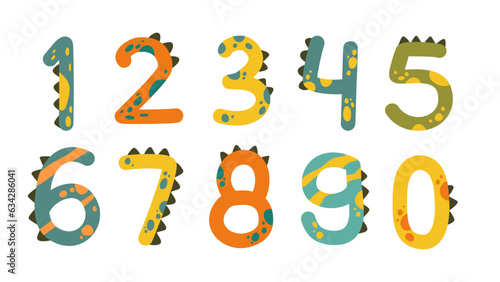 Cute Dinosaurus Number Unique for Card, Postcard, Sticker, Banner, Logo, and Any Design