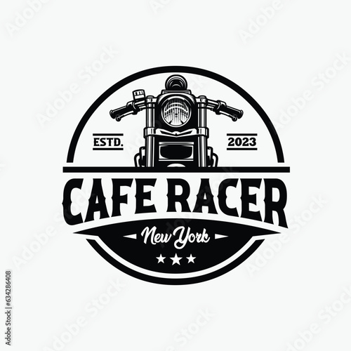 Cafe Racer Circle Emblem Badge Logo Vector Isolated in White Background. Best for Motorbike Garage and Mechanic Logo