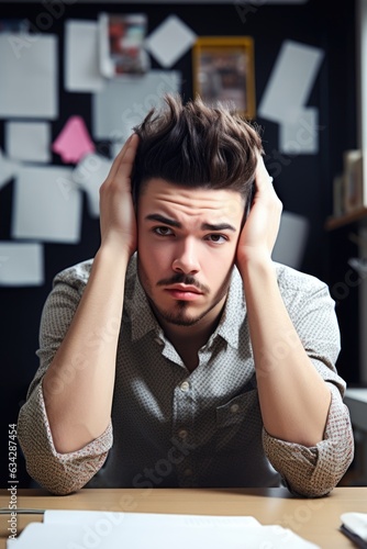 portrait of a young designer sitting in the office with his hands behind his head
