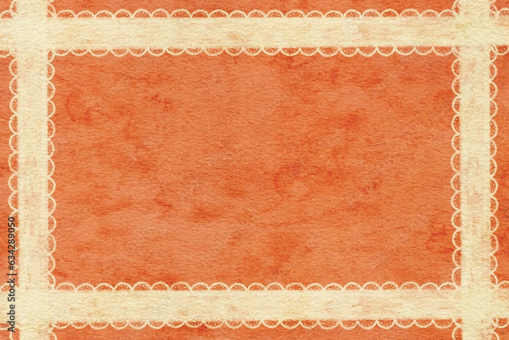 Obraz premium レース模様のフレームイラスト オレンジの下地