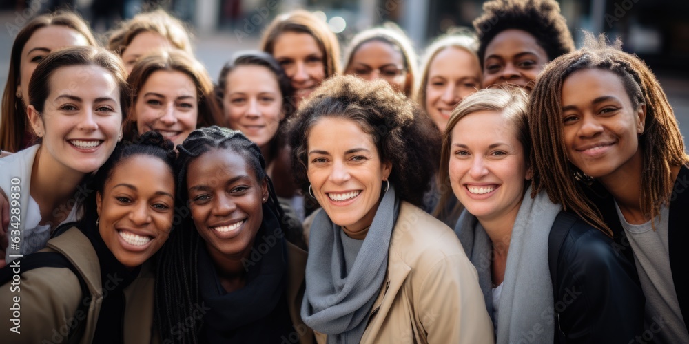Equality in diversity in the education industry with multiracial female teachers on the streets. international celebration Equality in diversity in the education industry with multiracial female teachers on the streets. international celebration
