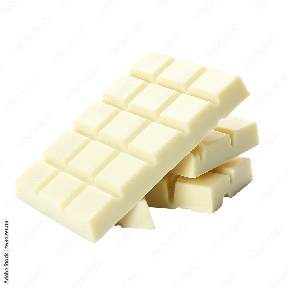 Delicious White chocolate bar on transparent or white background, png Delicious White chocolate bar on transparent or white background, png