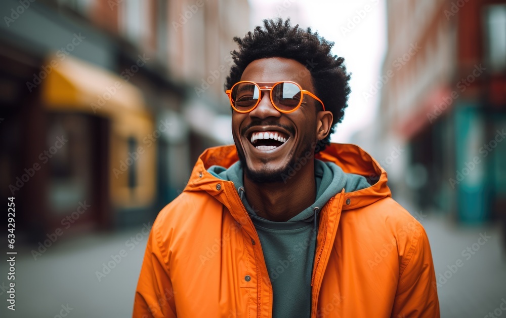© hakule - Ultra handsome young man, smiling and laughing, wearing bright clothes on the street. created by generative AI technology. © hakule - Ultra handsome young man, smiling and laughing, wearing bright clothes on the street. created by generative AI technology.