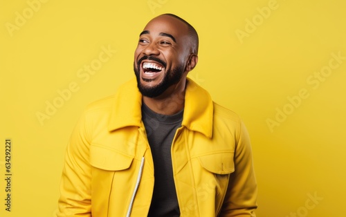 Foto Ultra handsome young man, smiling and laughing, wearing bright clothes
