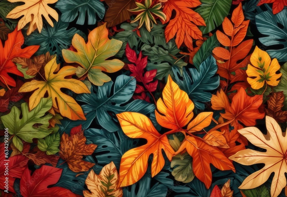 Tropical autumn background, banner with floral pattern Tropical autumn background, banner with floral pattern