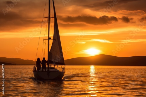 Couple enjoying a sunset sail