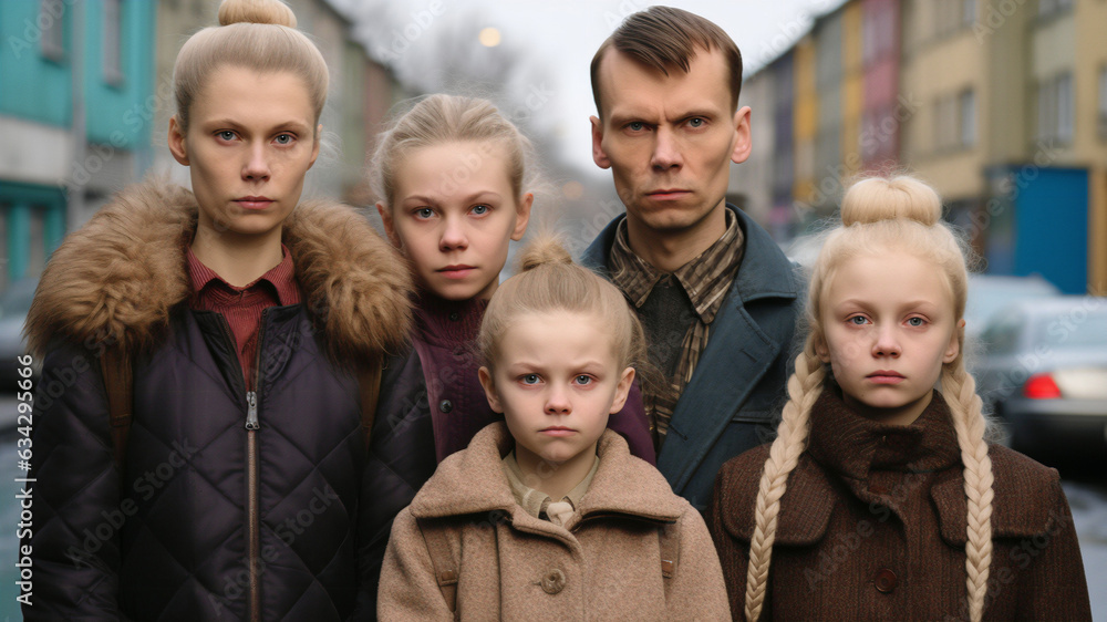 family in the street, russian family photo family in the street, russian family photo