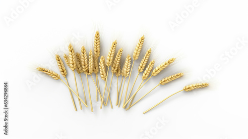 ears of golden wheat isolated on a white background.