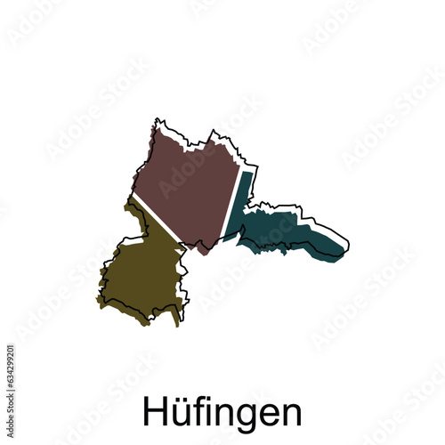 Hufingen City of Germany map vector illustration, vector template with outline graphic sketch style on white background photo