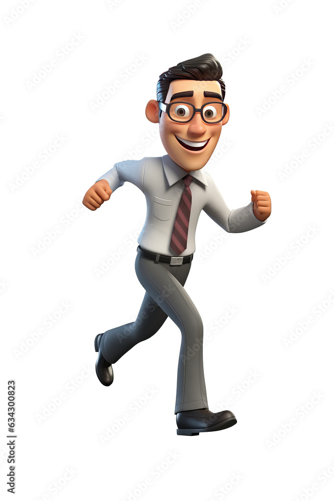 Young businessman running, animated 3D character. Young businessman running, animated 3D character.
