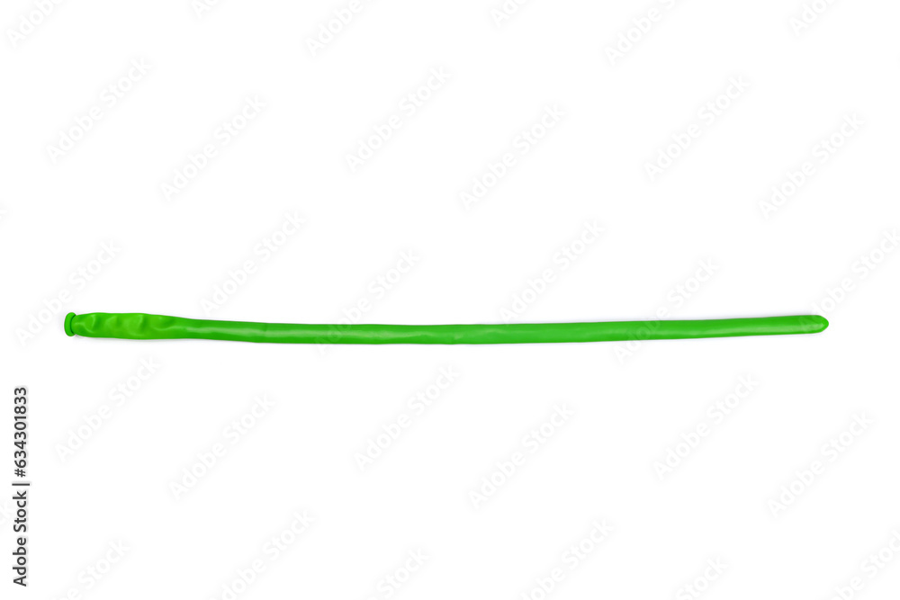 Green long unblown balloon isolated on white Green long unblown balloon isolated on white