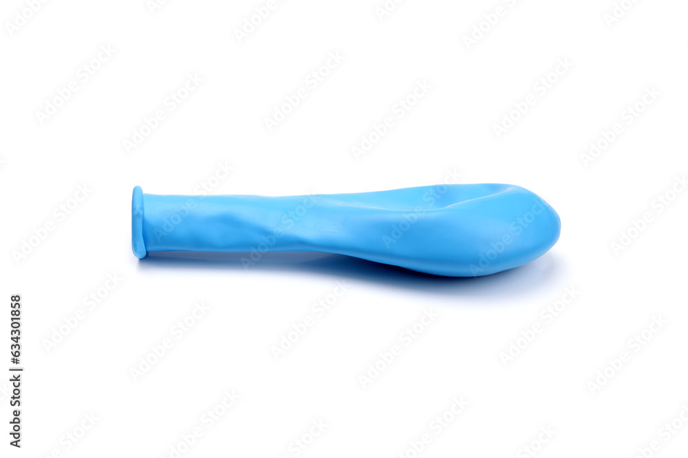 Unblown blue shaped balloon isolated on white background Unblown blue shaped balloon isolated on white background