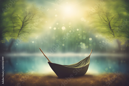 boat on the lake. Generative AI