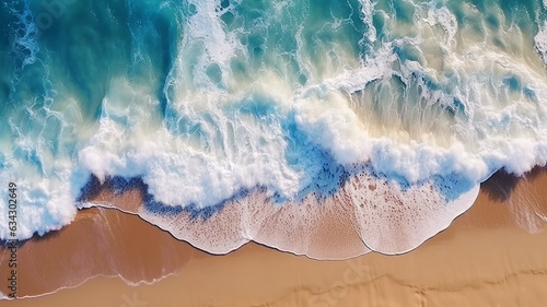 ocean wave drone view of the beach.