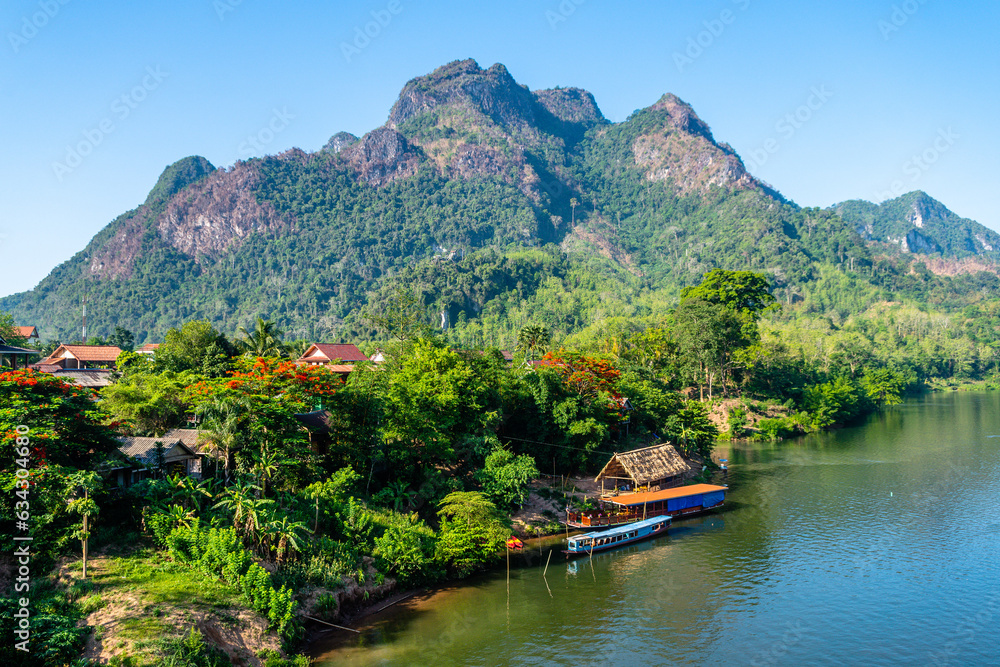 countryside town of nong khiaw in laos