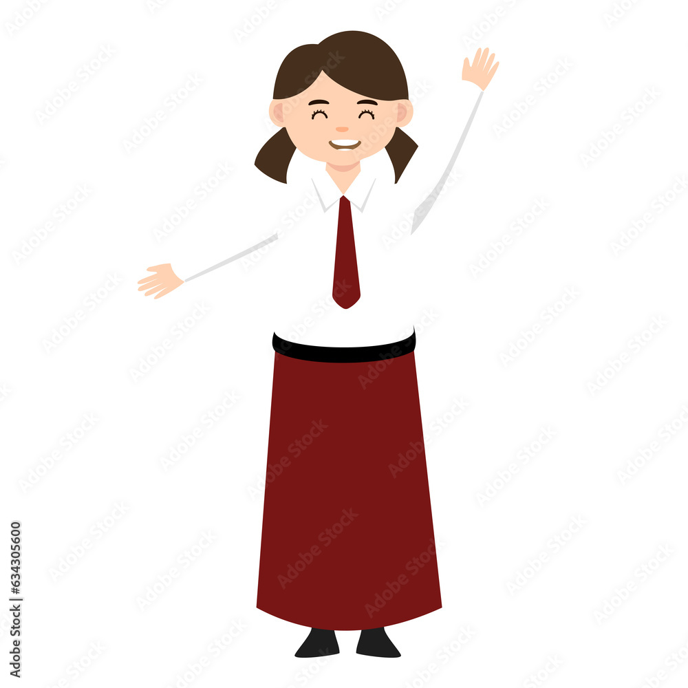 Indonesian elementary school girl student character Indonesian elementary school girl student character