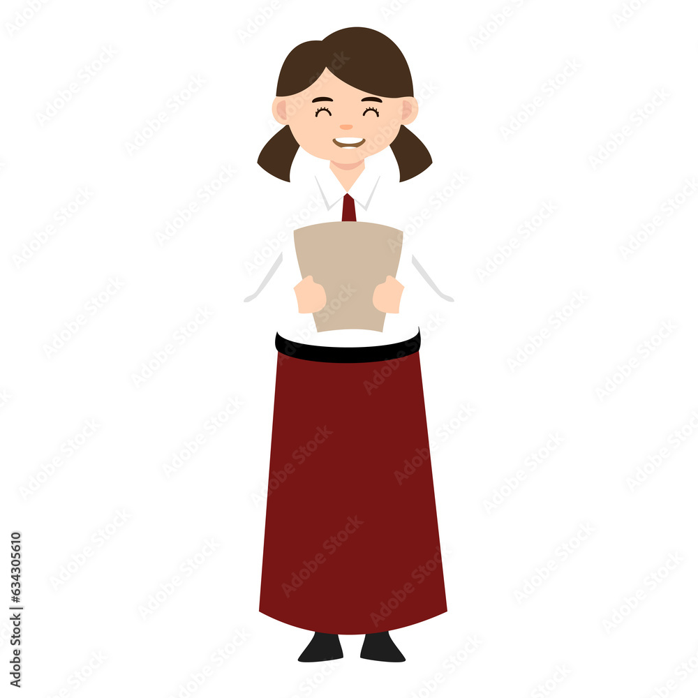 Indonesian elementary school girl student character Indonesian elementary school girl student character