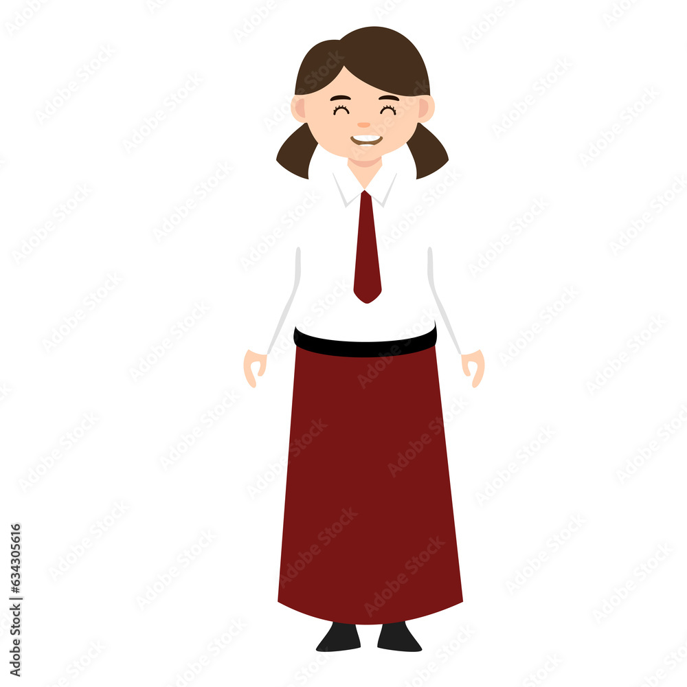 Indonesian elementary school girl student character Indonesian elementary school girl student character