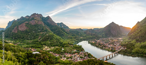 countryside town of nong khiaw in laos photo