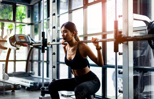 Slika na platnu lifting weights, exercising regularly, building muscle Healthy woman exercising