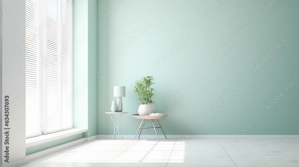 Fototapeta premium empty new mint room scandinavian style apartment.