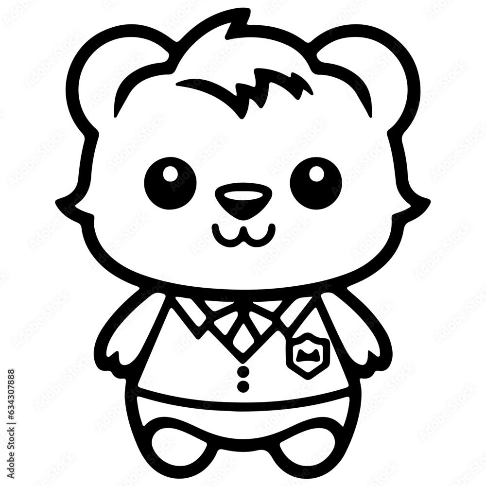 Cute bear outline vector illustration, waring school uniform Cute bear outline vector illustration, waring school uniform