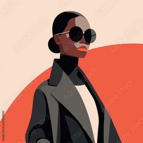 Black woman modern icon avatar. African woman design. Abstract contemporary poster. Wall art design. Vector stock	
