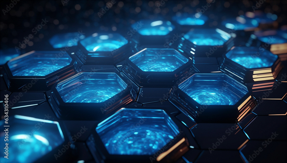 Obraz premium Colorful hexagon Blocks Wall Background. Generative AI