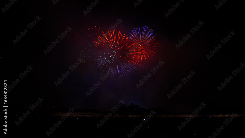 night fireworks at the festival of San Fermin. Pamplona Navarre. Spain night fireworks at the festival of San Fermin. Pamplona Navarre. Spain