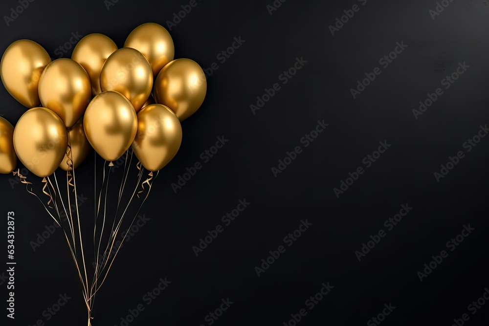 Gold Balloons Bunch on a Black Wall Background: Glamorous Party Decor
Generative AI Gold Balloons Bunch on a Black Wall Background: Glamorous Party Decor
Generative AI
