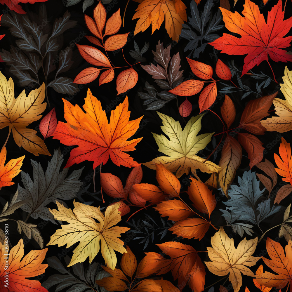 autumn leaves seamless pattern background