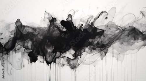 black chaotic ink explosion isolated on white