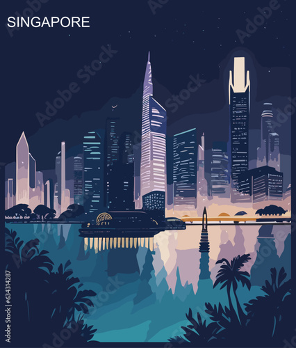 Singapore night poster design concept
