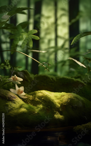 Quiet Forest Background created with generative ai tecnology.