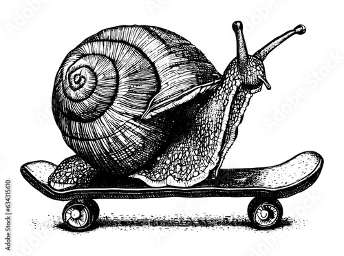 snail on a skateboard illustration