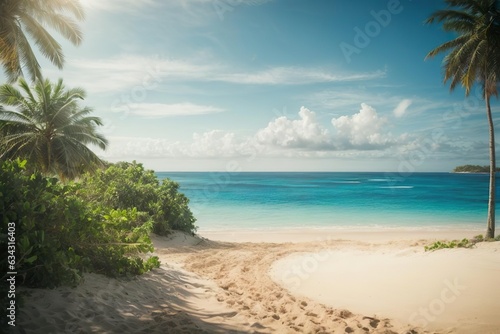 beach with palm trees © Artworld AI